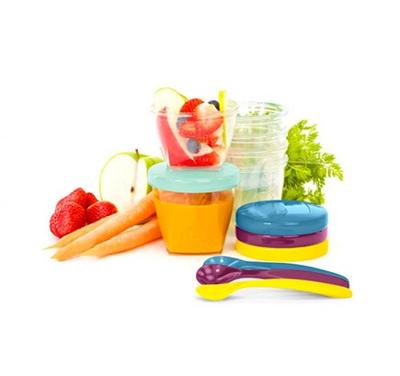 Set van 12 hermetisch afgesloten bakjes + 3 soepele lepels BABYMOOV Babydols Multi Set meerdere kleuren - thumbnail