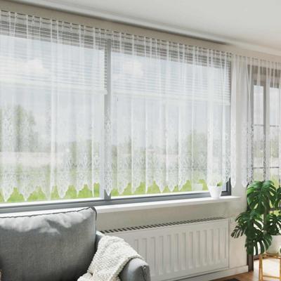 VidaXL Kantgordijn met gordijnen bloemen wit 140x900cm polyester