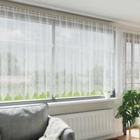 VidaXL Kantgordijn met gordijnen bloemen wit 140x900cm polyester - thumbnail