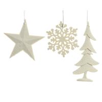 10 stuks! Hanger Kerstbal plastic glitter wit Decoris - Decoris - thumbnail