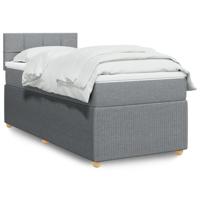 Boxspring met matras stof lichtgrijs 90x190 cm - thumbnail