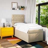 Boxspring met matras stof crèmekleurig 90x190 cm - thumbnail