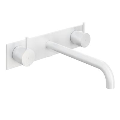 Hotbath Cobber afbouwdeel wastafelmengkraan met achterplaat en 25 cm uitloop mat wit CB006TEXT25WH