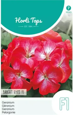 Zaden Pelargonium Geranium Bright Eyes F1 rood / Wit Hortitops - Hortitops