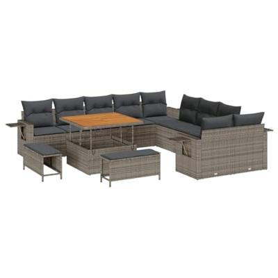 Tuinbankenset 13 pcs Grijs poly rattan