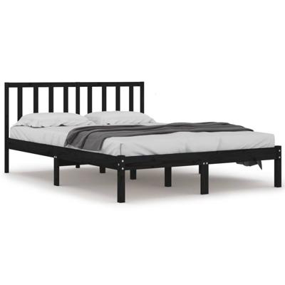 Bedframe massief grenenhout zwart 200x200 cm
