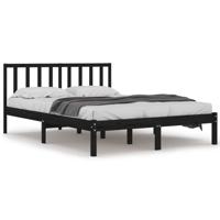 Bedframe massief grenenhout zwart 200x200 cm - thumbnail