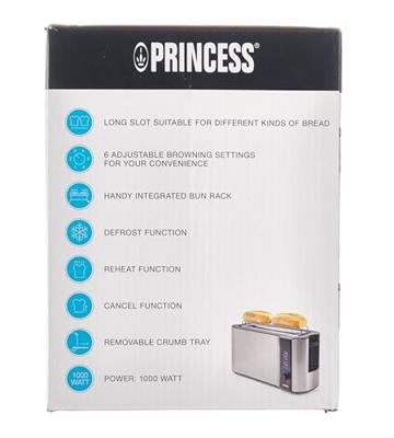 Princess Broodrooster met lange sleuf Met geïntegreerde broodopzet RVS, Zwart