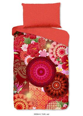 HIP Dekbedovertrek "mandala's en bloemen" - Rood - (140x200/220 cm) - Katoen Satijn
