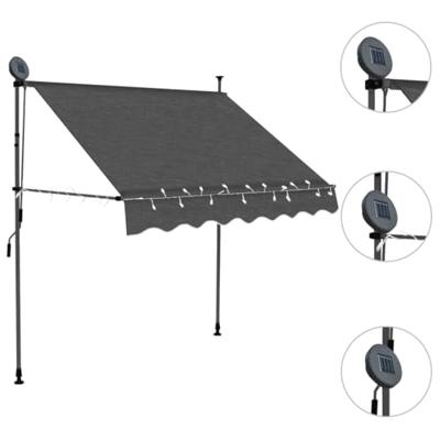 Luifel handmatig uitschuifbaar met LED 100 cm antracietkleurig
