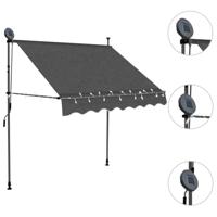 Luifel handmatig uitschuifbaar met LED 100 cm antracietkleurig - thumbnail