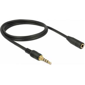 Delock 85629 Stereo Jack Verlengkabel 3,5 mm 4-pins male naar female 1 m zwart