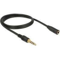 Delock 85629 Stereo Jack Verlengkabel 3,5 mm 4-pins male naar female 1 m zwart - thumbnail