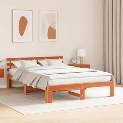Bedframe Wasbruin 150 x 200 cm Massief grenenhout