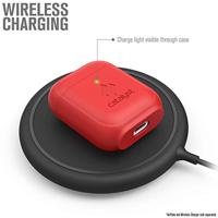 Staand hoesje voor AirPods 1 & 2 siliconen AirPods hoesje, zichtbaar oplaadbaar, extra grip hoogglans oppervlakteafwerking, compatibel met draadloos opladen - Rood - thumbnail