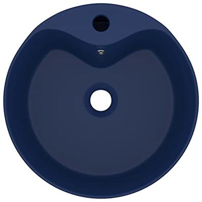 VidaXL Wastafel met overloop 36x13 cm keramiek mat donkerblauw