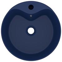 VidaXL Wastafel met overloop 36x13 cm keramiek mat donkerblauw - thumbnail