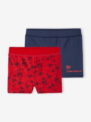 Set van 2 zwemshorts babyjongen rood, bedrukt Set van 2 zwemshorts babyjongen rood, bedrukt