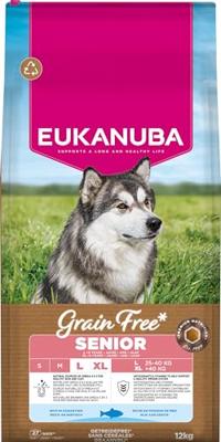 Eukanuba Senior Hondenvoer granenvrij met vis voor grote rassen, premium droogvoer zonder granen voor oudere honden, 12 kg