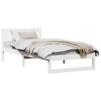 Bedframe met hoofdeinde Wit 100 x 200 cm Massief grenenhout - thumbnail