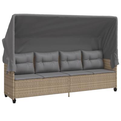 5-delige Loungeset met kussens poly rattan beige - thumbnail