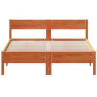 Bedframe met hoofdbord massief grenenhout wasbruin 140x190 cm - thumbnail