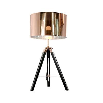 Artdelight Tripod tafellampJewel 67cm zwart met roodkoper - TL JEWEL ZW