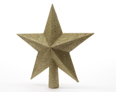 Piek plastic ster glitter diameter 19 cm licht goud KSD - Ksd