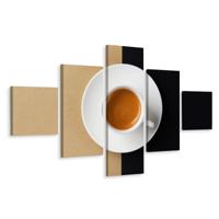 Schilderij - Kop koffie, 5luik, premium print - thumbnail