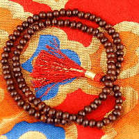 Mala Rozenhout 108 Kralen Met Rode Kwast - thumbnail