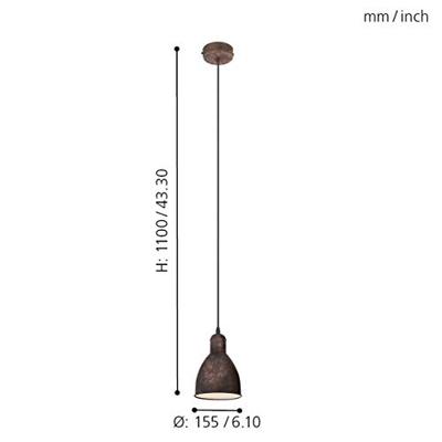Eglo HanglampPriddy pendel bronsbruin - 49492 - thumbnail