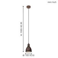 Eglo HanglampPriddy pendel bronsbruin - 49492 - thumbnail