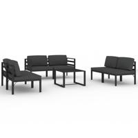 7-delige Loungeset met kussens aluminium antracietkleurig - thumbnail