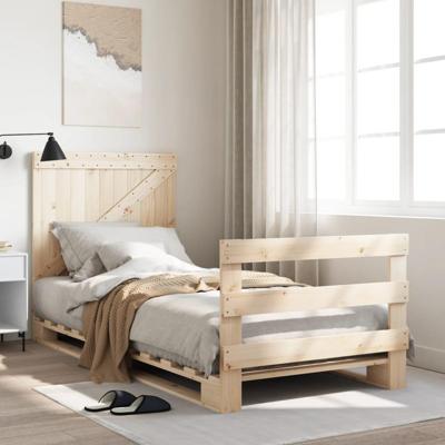 Bedframe met hoofdbord massief grenenhout 90x200 cm