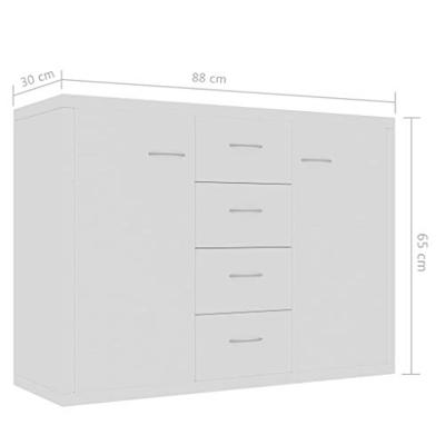 Dressoir 88x30x65 cm bewerkt hout wit