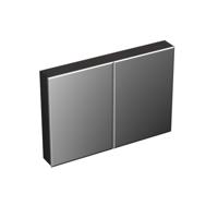 Spiegelkast Forzalaqua Uni 100x68.5x12.5 Cm 2 Deuren Tweezijdig Spiegel Eiken Black Oiled - thumbnail