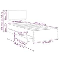 Bedframe met hoofdeinde Zwart 75 x 190 cm Geconstrueerd hout - thumbnail