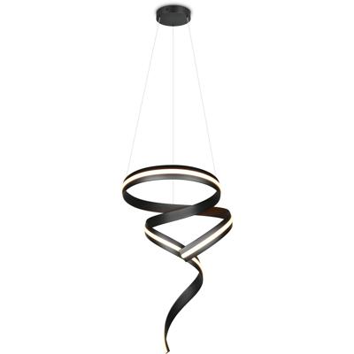 LED Hanglamp - Cinque Cisenna - 1 Lichtpunt van 80 Watt - Rond - Dimbaar - Aanpasbare Lichtkleur - Hoogte Aanpasbaar - Mat Zwart - Metaal