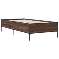 Bedframe bewerkt hout en metaal bruin eikenkleurig 90x190 cm - thumbnail