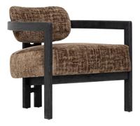 MUST Living Fauteuil 'Kelly' Chenille, kleur Bruin/Zwart - thumbnail