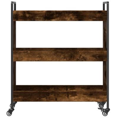 Keukentrolley 70x30x82 cm bewerkt hout gerookt eikenkleurig Keukentrolley 70x30x82 cm bewerkt hout gerookt eikenkleurig