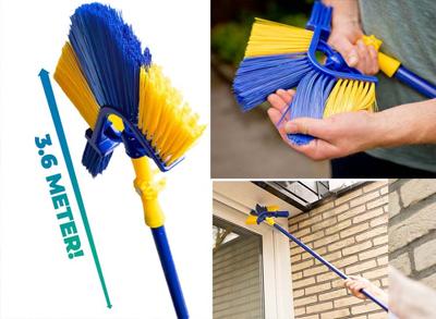 Shine Verlengbare Borstel voor Dakgoot en Hoeken 360 cm Blauw/Geel Shine Verlengbare Borstel voor Dakgoot en Hoeken 360 cm Blauw/Geel