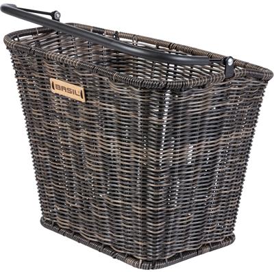 Basil bremen rattan look kf - fietsmand - voorop - donkerbruin