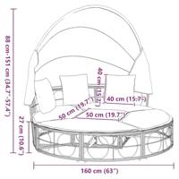 Loungebed voor buiten met luifel en kussens poly rattan - thumbnail