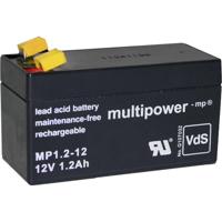 multipower PB-12-1,2-4,8 Loodaccu 12 V 1.2 Ah Loodvlies (AGM) (b x h x d) 97 x 59 x 43 mm Kabelschoen 4.8 mm Onderhoudsvrij, Geringe zelfontlading, - thumbnail