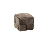 J-Line Poef 1-Zit Textiel|Hout Donker Grijs - thumbnail