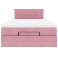 Ottoman bed met matras 120x200cm fluweel roze - thumbnail