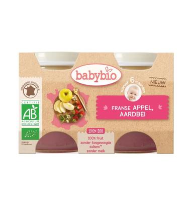 Babybio Dessert appel aardbei 130 gr bio (2 st)