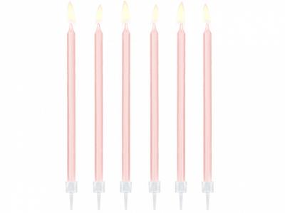 Taartkaarsjes licht roze 14cm - 12 stuks