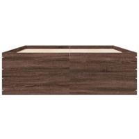 Bedframe bewerkt hout bruin eikenkleur 135x190 cm - thumbnail
